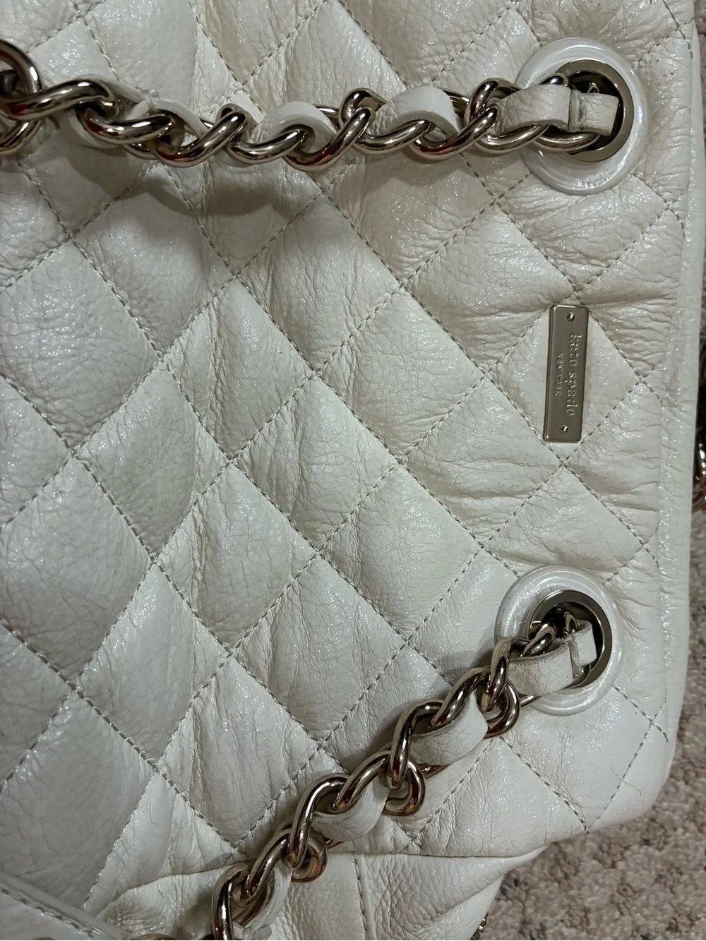 kate spade Cream Quilted Chain-Handle Shoulder Bag